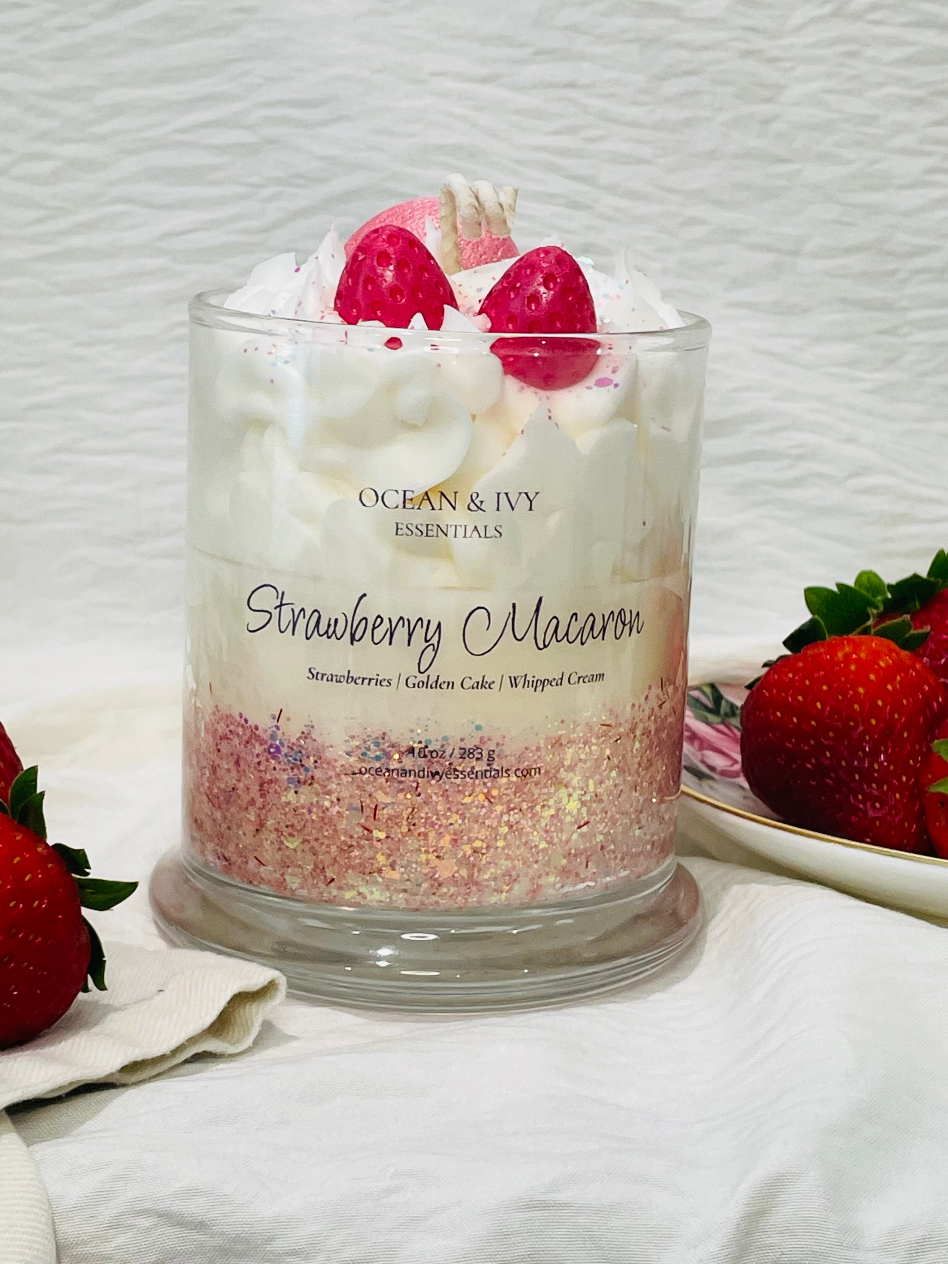 Strawberry Macaron Sculpted Candle
