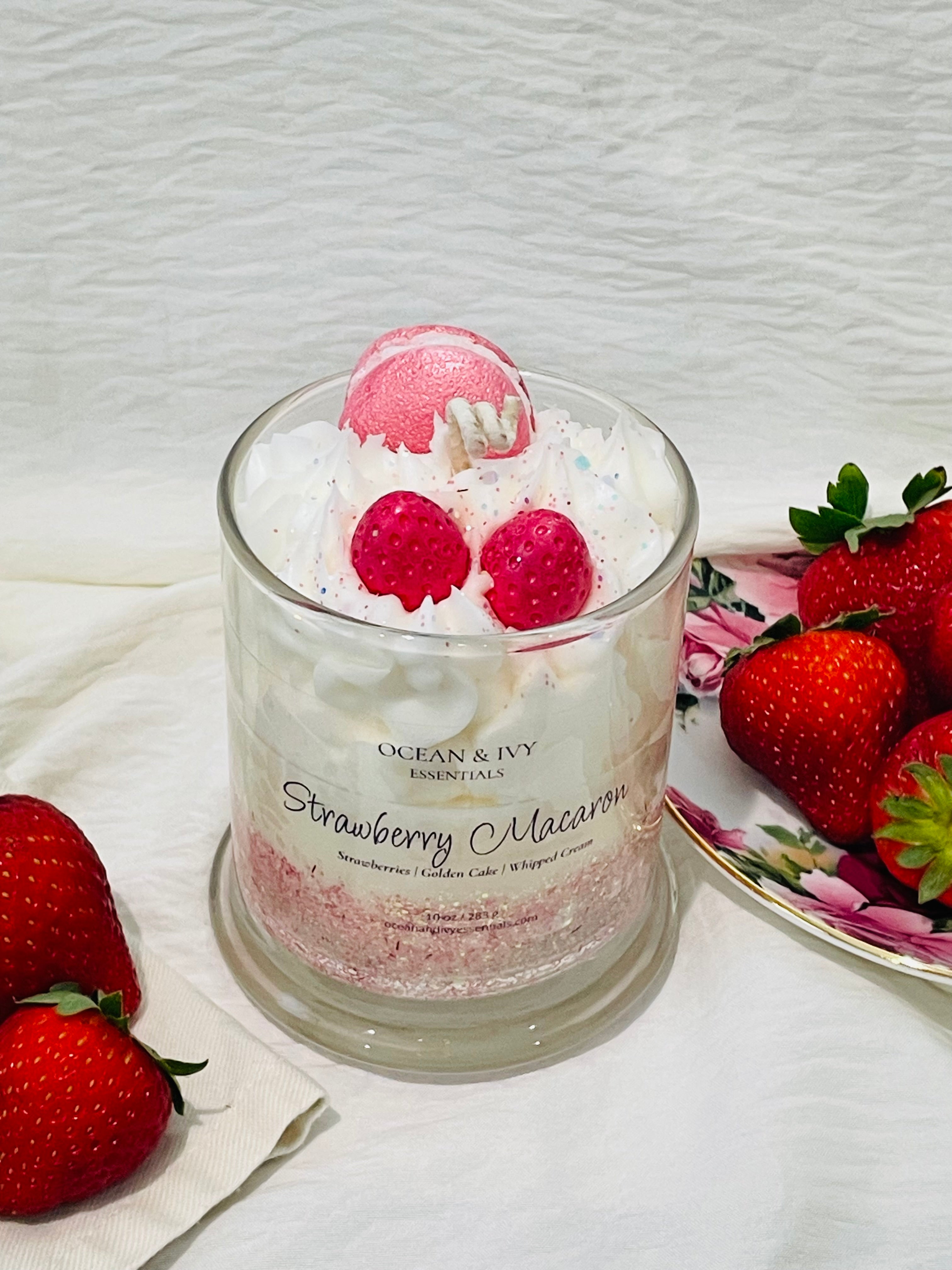 Strawberry Macaron Sculpted Candle
