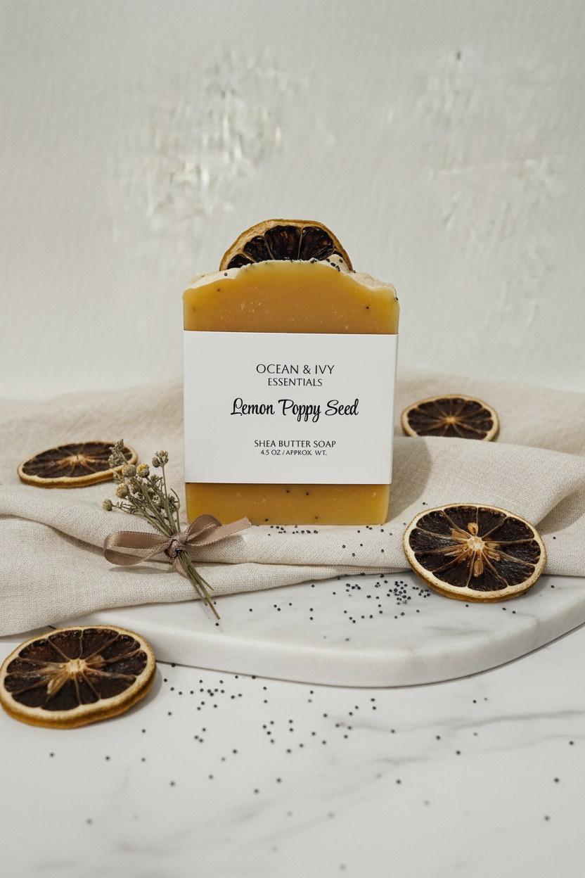 Lemon Poppy Seed Shea Butter Bar Soap