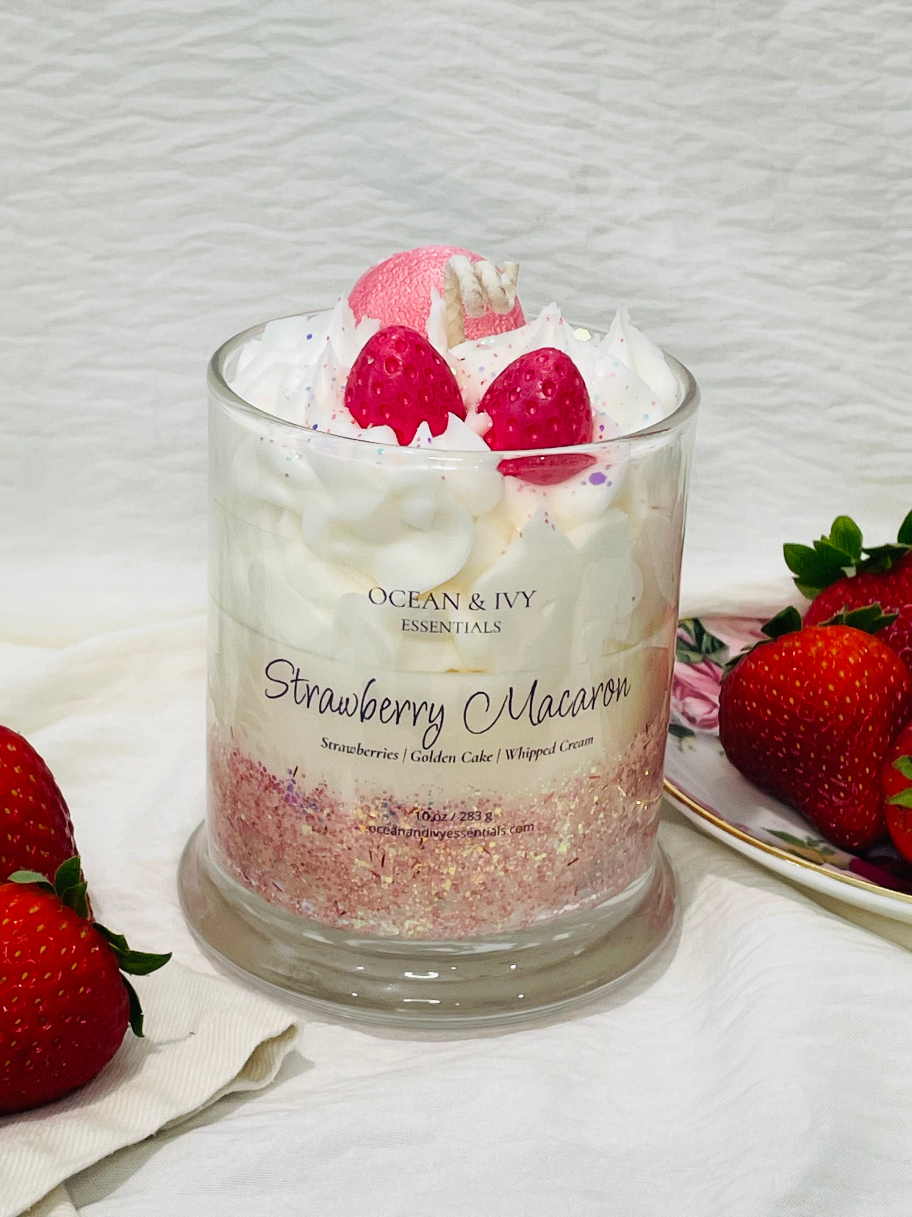 Strawberry Macaron Sculpted Candle