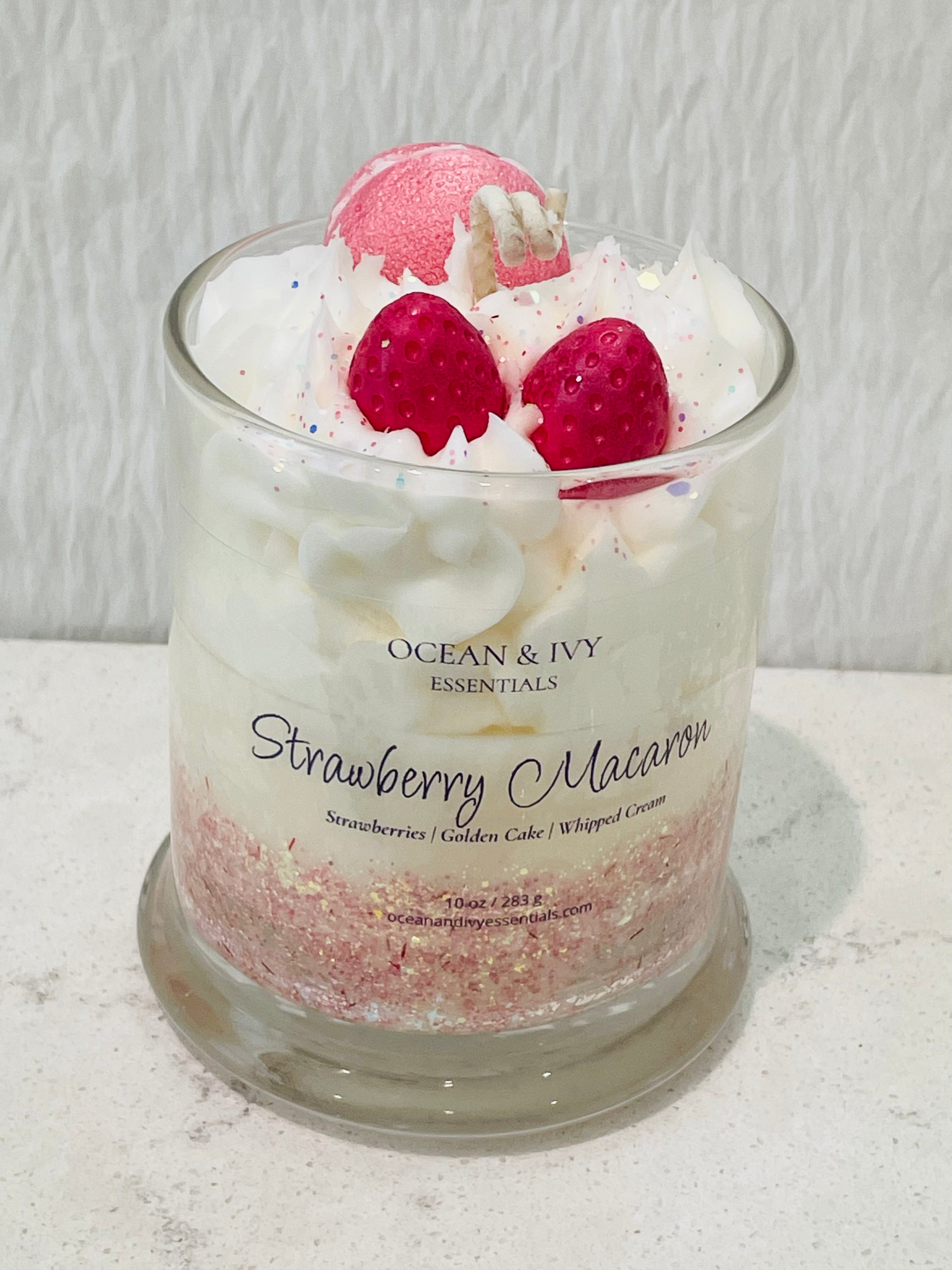 Strawberry Macaron Sculpted Candle