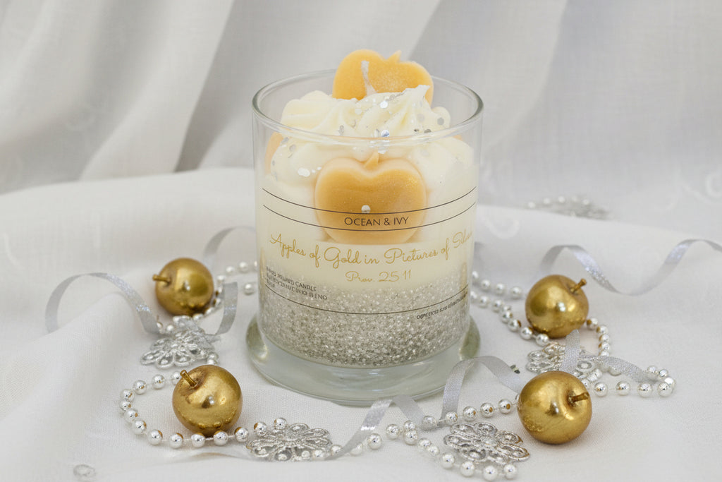 Apples of Gold in Pictures of Silver Sculpted Candle